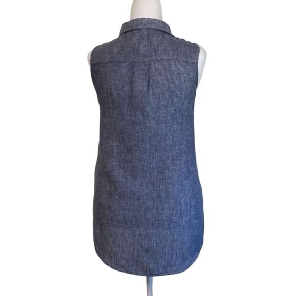 Jones New York 100% Linen Shirt Women's Small Sleeveless Blue - Picture 2 of 7